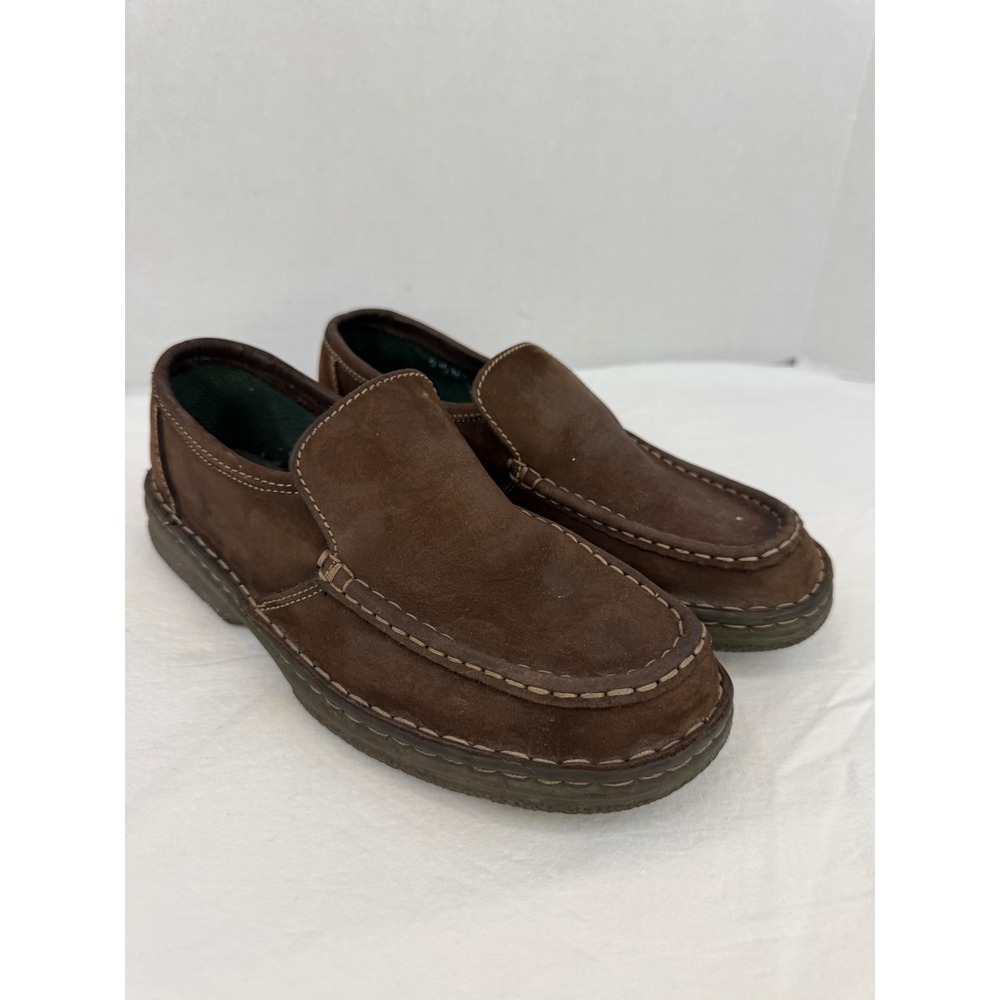 GH Bass & Co Womens Brown Suede Leather Slip On Loafers Moc Toe Shoes Size 8.5 M